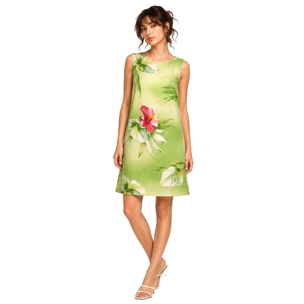 VTG Tommy Bahama Women’s Tropical Midi Shift Dress Sz 16 100% Silk Rare Print